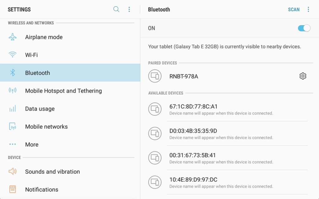 Android Bluetooth Settings