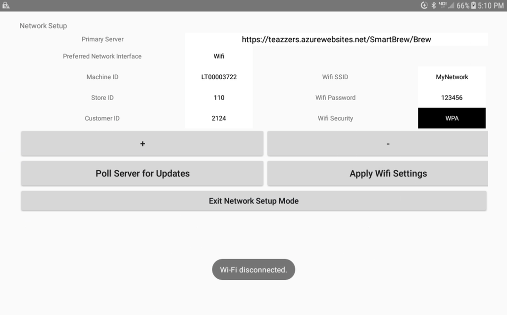 App Screen - WiFi disconnected